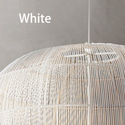Japandi Rotan Hanglamp Handgeweven Wit Zwart Rond 31cm tot 61cm Eetkamer Woonkamer