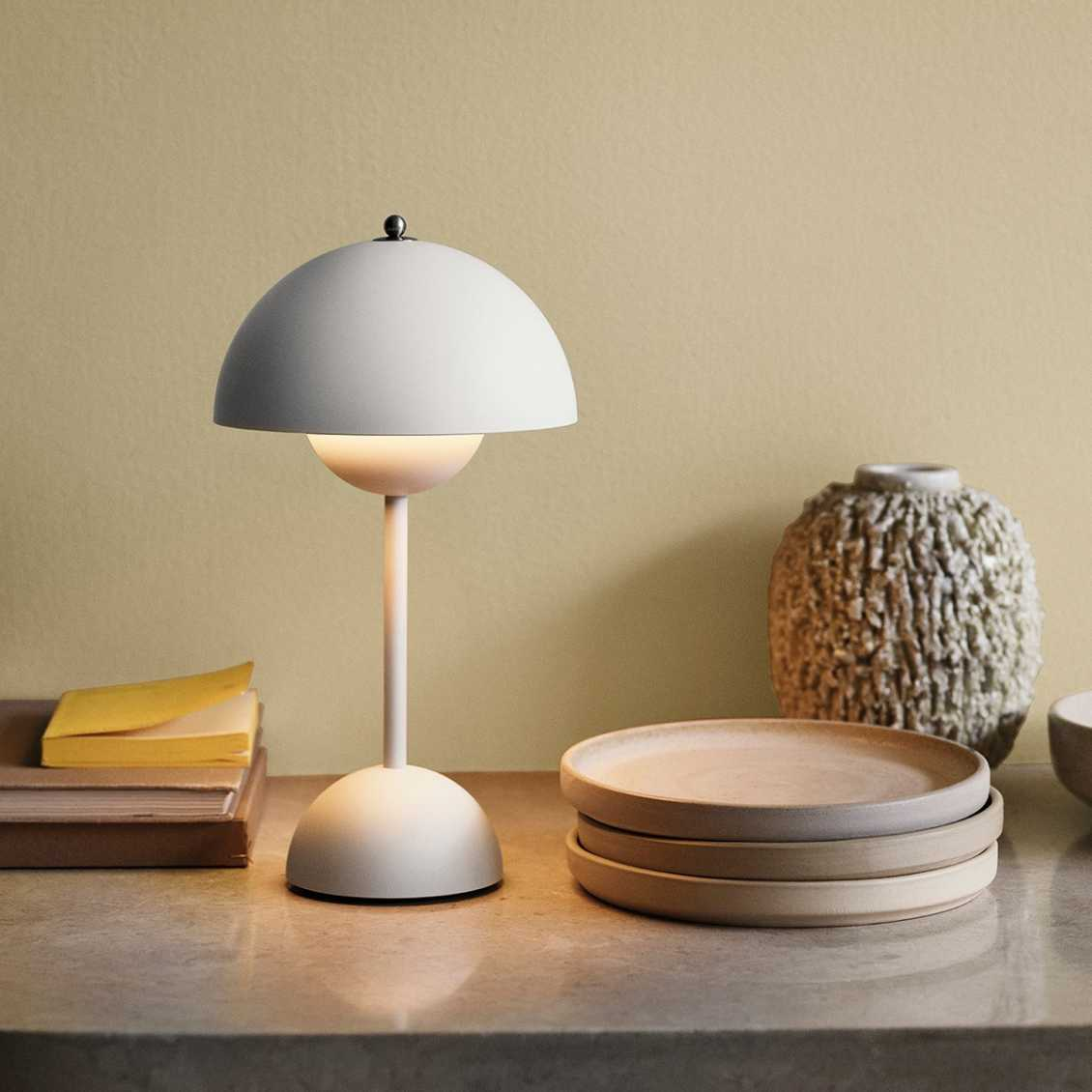 Tafellamp paddenstoel LED USB oplaadbaar draadloos nachtkastje bureau sfeerlicht interieur