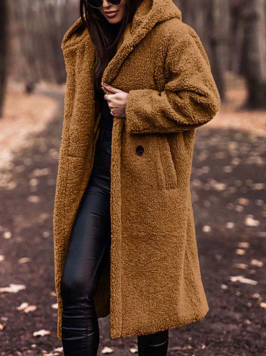 Damesjas Sherpa Lang Warm en Zacht voor Winter - StudioMarella