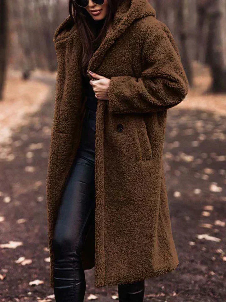 Damesjas Sherpa Lang Warm en Zacht voor Winter