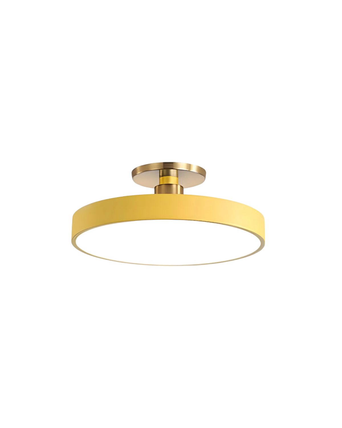 Moderne ronde plafondlamp met goud detail en acryl diffuser – minimalistische semi flush design verlichting voor woonkamer en slaapkamer