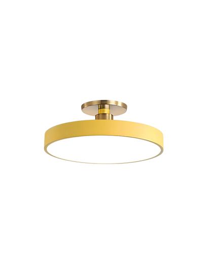 Moderne ronde plafondlamp met goud detail en acryl diffuser – minimalistische semi flush design verlichting voor woonkamer en slaapkamer