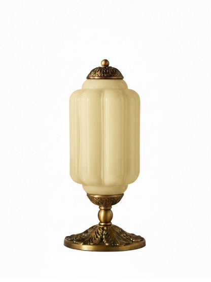 Vintage Glazen Tafellamp met Messing of Zwarte Afwerking