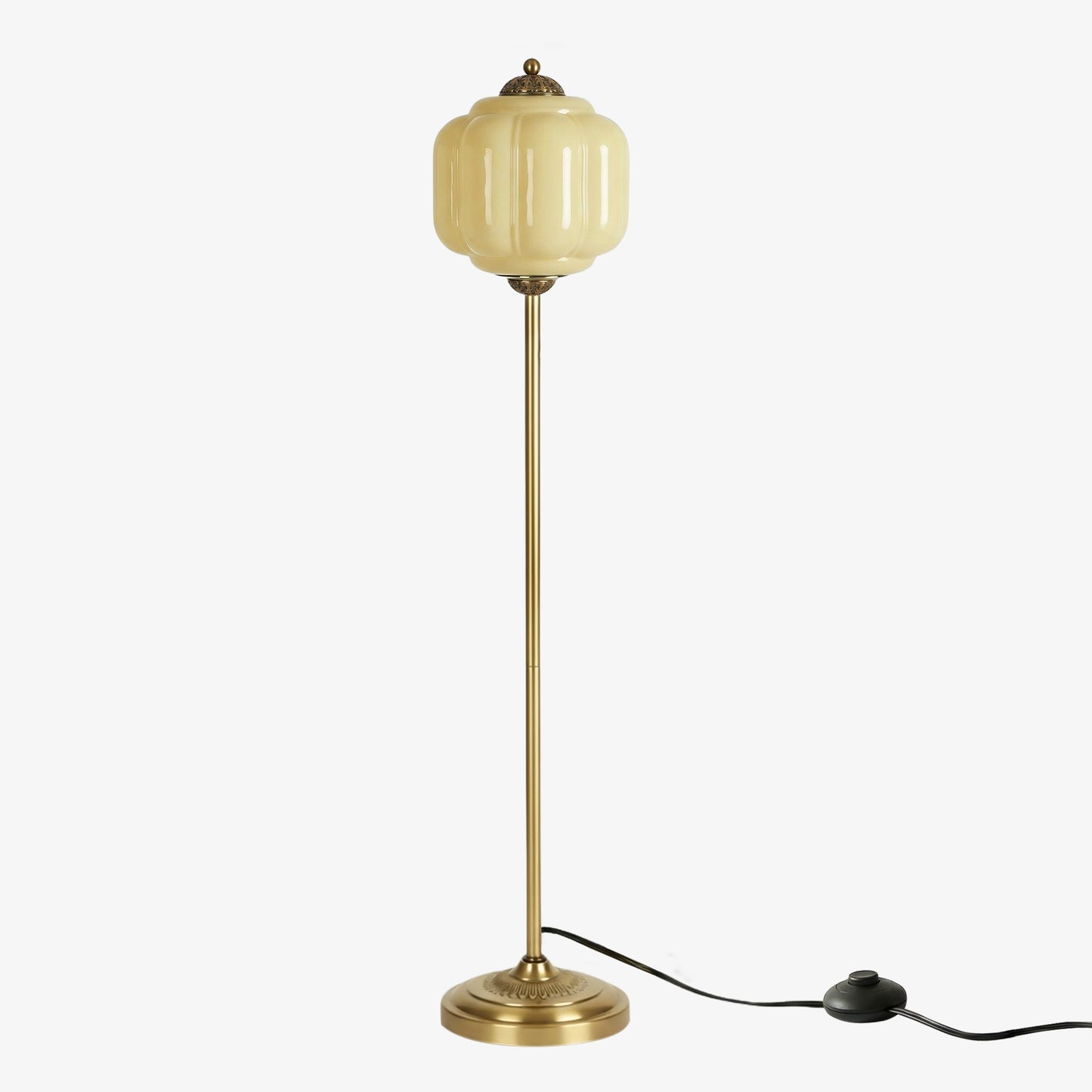 Decoratieve Glazen Pompoen Vloerlamp Retro Organische Stijl Woonkamer Staande Lamp