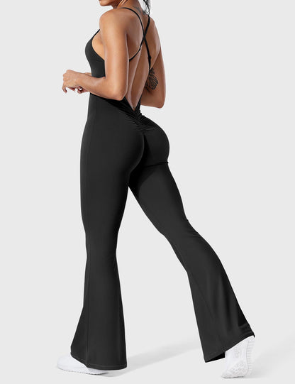 Jumpsuit Zonder Rug Flare Model met Verstelbare Bandjes wordt: Jumpsuit Zonder Rug Flare Maatwerk Verstelbare Schouderbandjes