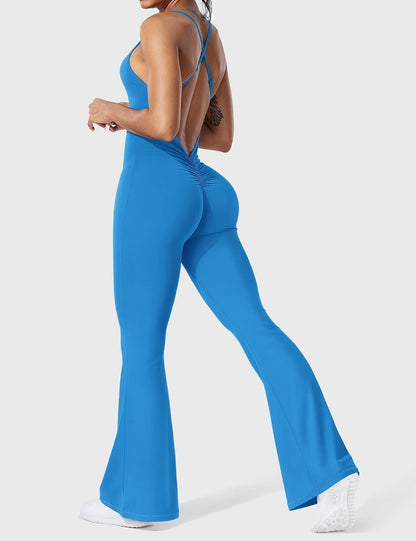 Jumpsuit Zonder Rug Flare Model met Verstelbare Bandjes wordt: Jumpsuit Zonder Rug Flare Maatwerk Verstelbare Schouderbandjes