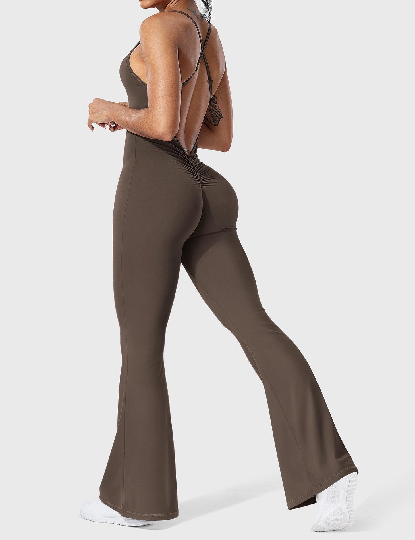 Jumpsuit Zonder Rug Flare Model met Verstelbare Bandjes wordt: Jumpsuit Zonder Rug Flare Maatwerk Verstelbare Schouderbandjes