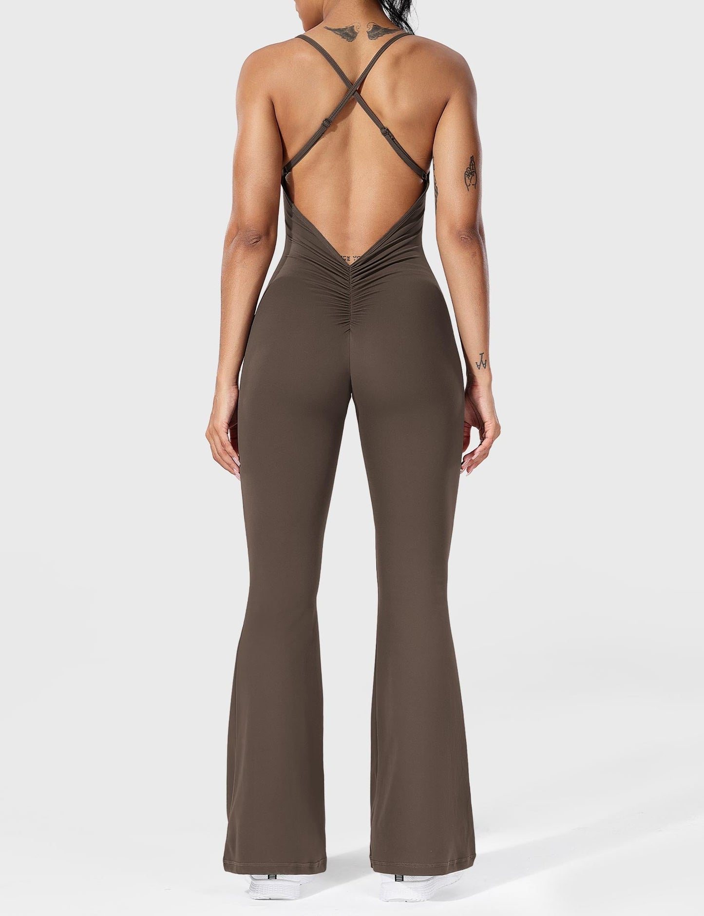 Jumpsuit Zonder Rug Flare Model met Verstelbare Bandjes wordt: Jumpsuit Zonder Rug Flare Maatwerk Verstelbare Schouderbandjes
