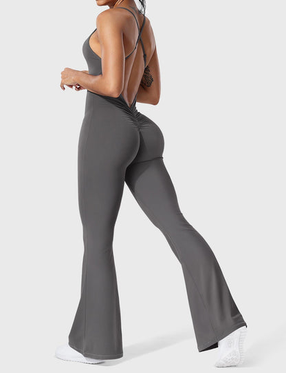Jumpsuit Zonder Rug Flare Model met Verstelbare Bandjes wordt: Jumpsuit Zonder Rug Flare Maatwerk Verstelbare Schouderbandjes