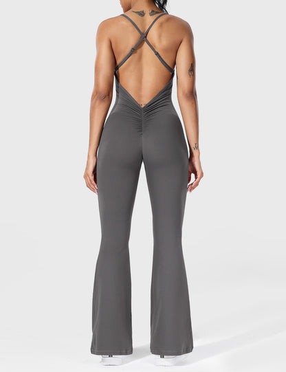 Jumpsuit Zonder Rug Flare Model met Verstelbare Bandjes wordt: Jumpsuit Zonder Rug Flare Maatwerk Verstelbare Schouderbandjes
