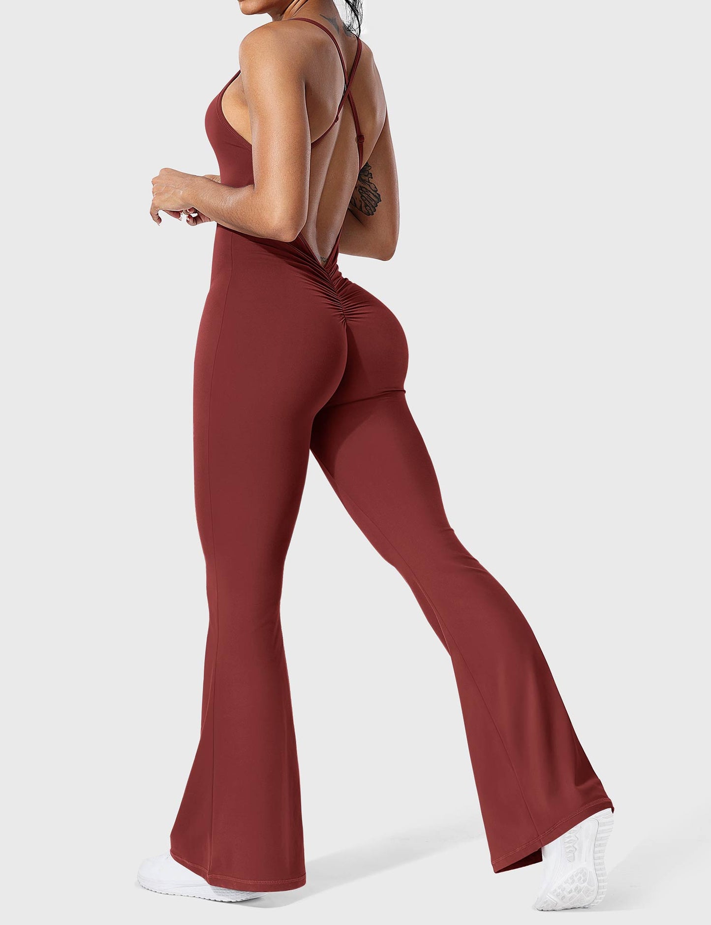 Jumpsuit Zonder Rug Flare Model met Verstelbare Bandjes wordt: Jumpsuit Zonder Rug Flare Maatwerk Verstelbare Schouderbandjes