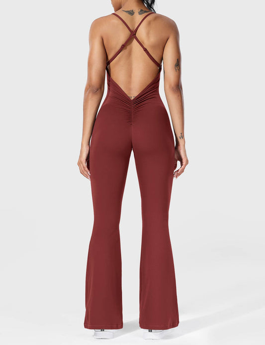 Jumpsuit Zonder Rug Flare Model met Verstelbare Bandjes wordt: Jumpsuit Zonder Rug Flare Maatwerk Verstelbare Schouderbandjes - StudioMarella