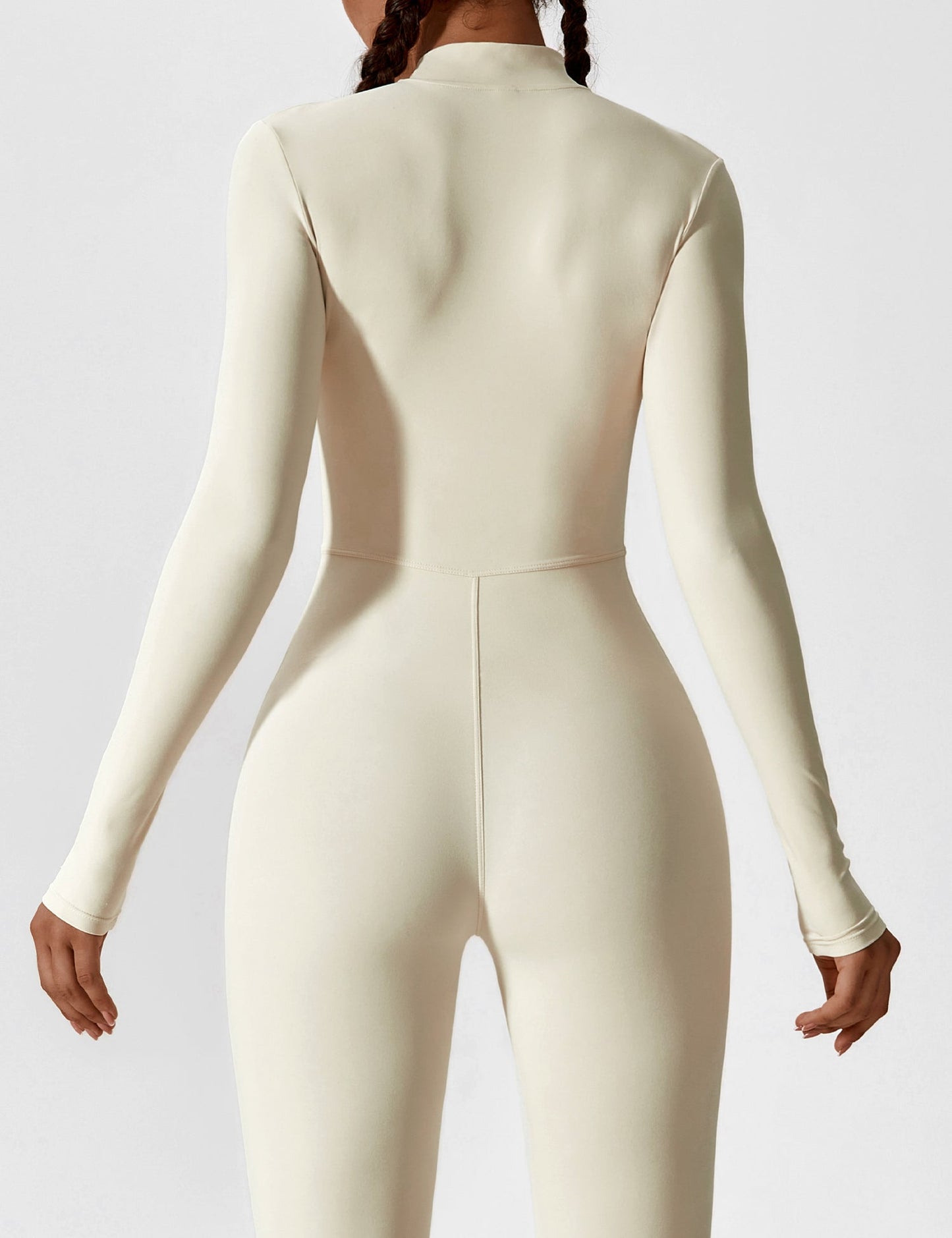 Dames Jumpsuit Lange Mouwen met Rits en Staande Kraag
