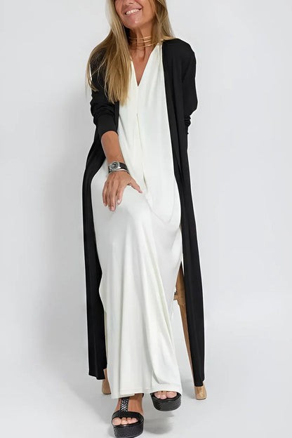 Elegante Lange Jurk met Cardigan Set voor Vrouw
