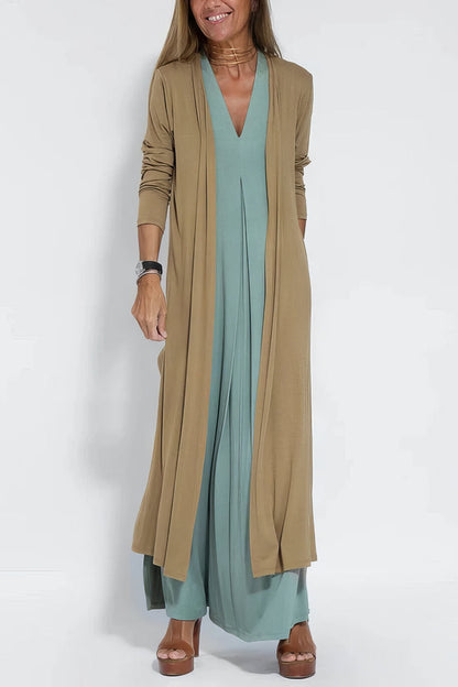 Elegante Lange Jurk met Cardigan Set voor Vrouw