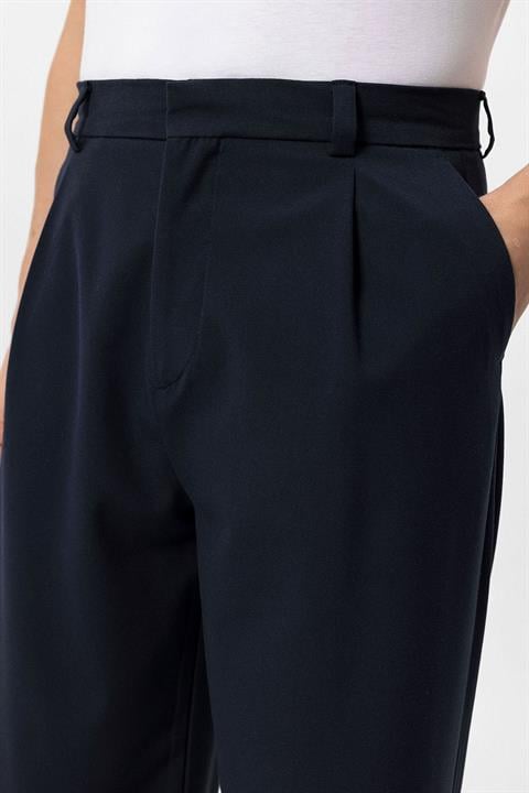 Herenbroek Skinny Fit Marineblauw Hoge Taille