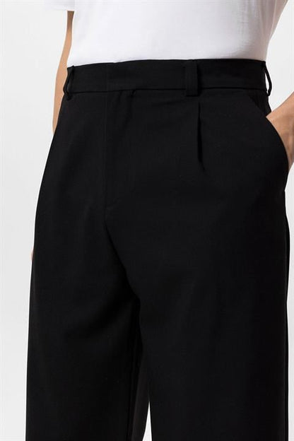 Heren Plissébroeken Zwart Formal Elegant