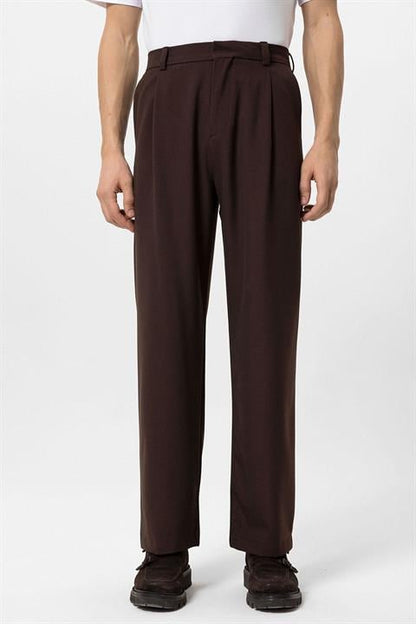Heren Bruine Baggy Broek Hoge Taille Relaxed Fit - StudioMarella