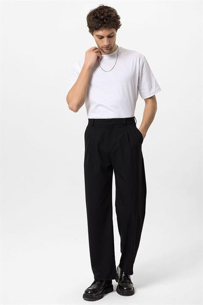 Heren Plissébroeken Zwart Formal Elegant