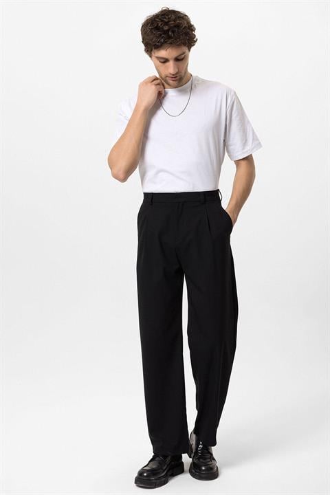 Heren Plissébroeken Zwart Formal Elegant