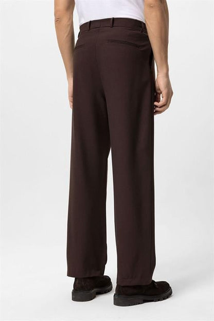 Heren Bruine Baggy Broek Hoge Taille Relaxed Fit
