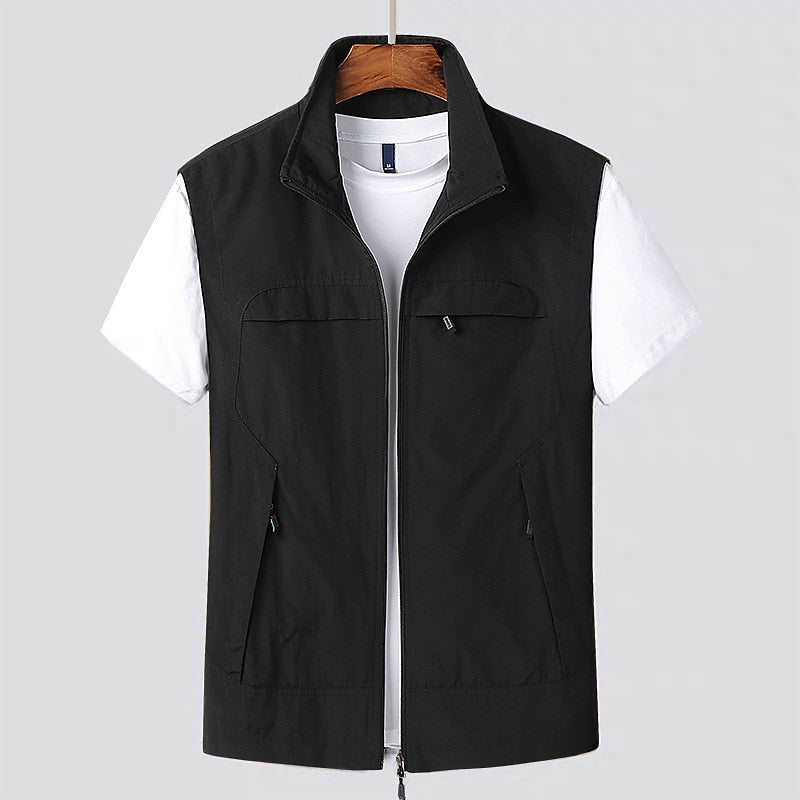 Sneldrogende Outdoor Bodywarmer met Meerdere Zakken voor Heren Mesh Ademend Vest Mourloos voor Vissen Wandelen Kamperen Actief Buitenleven