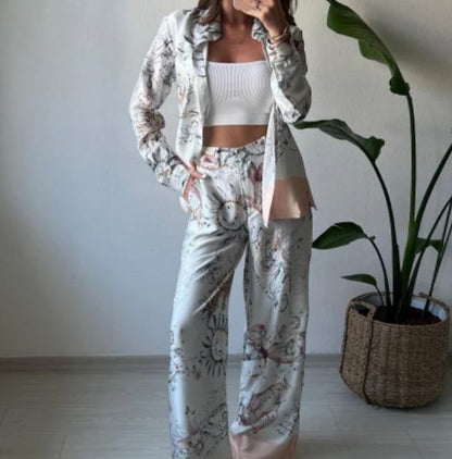 Vrouwelijke Bloemenprint Kleding Set 2-Delig
