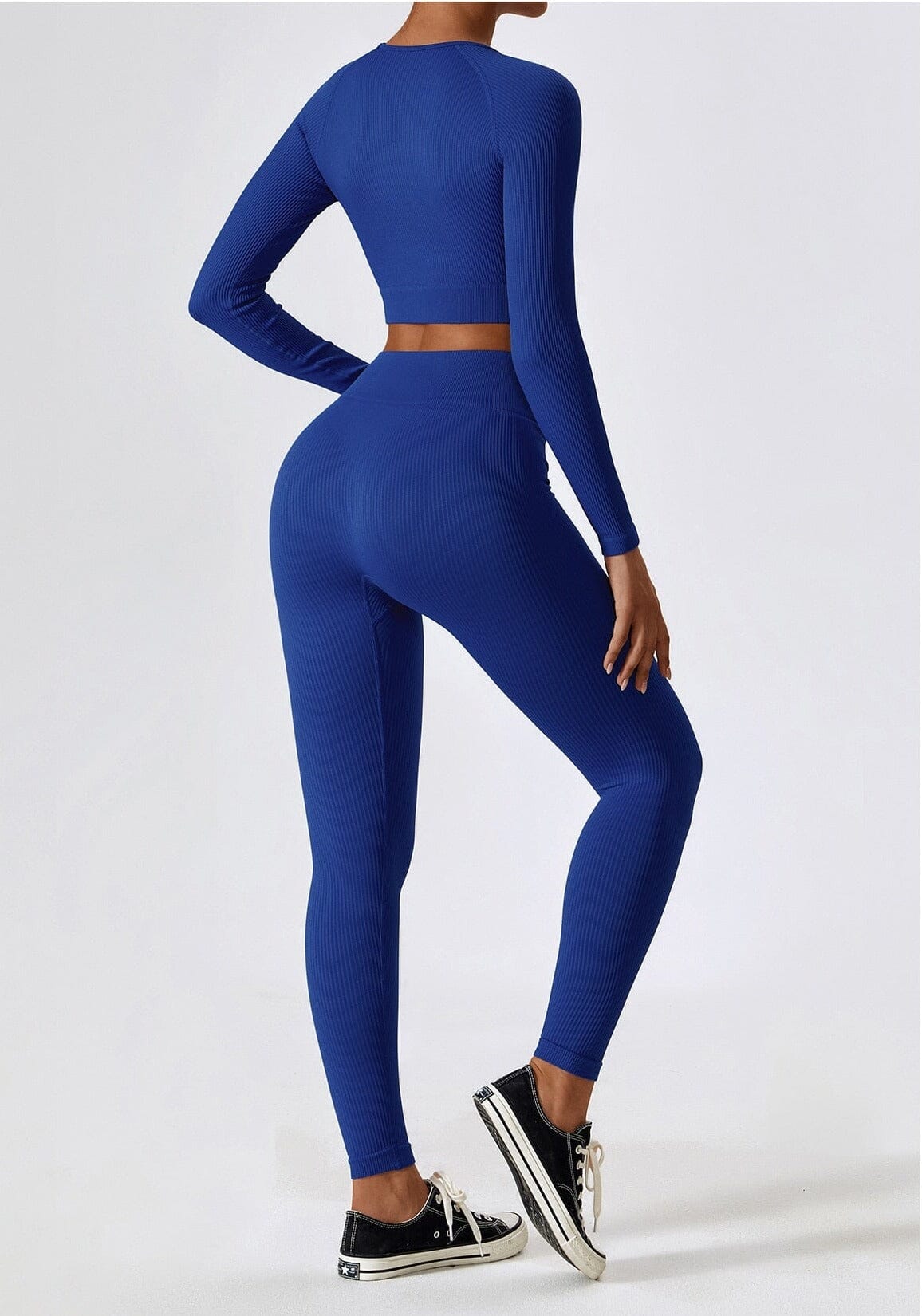 Vrouwelijke Sportset Naadloos Tweedelig Trainingsoutfit → Vrouwelijk Sportoutfit Naadloos Trainingspak Tweedelig