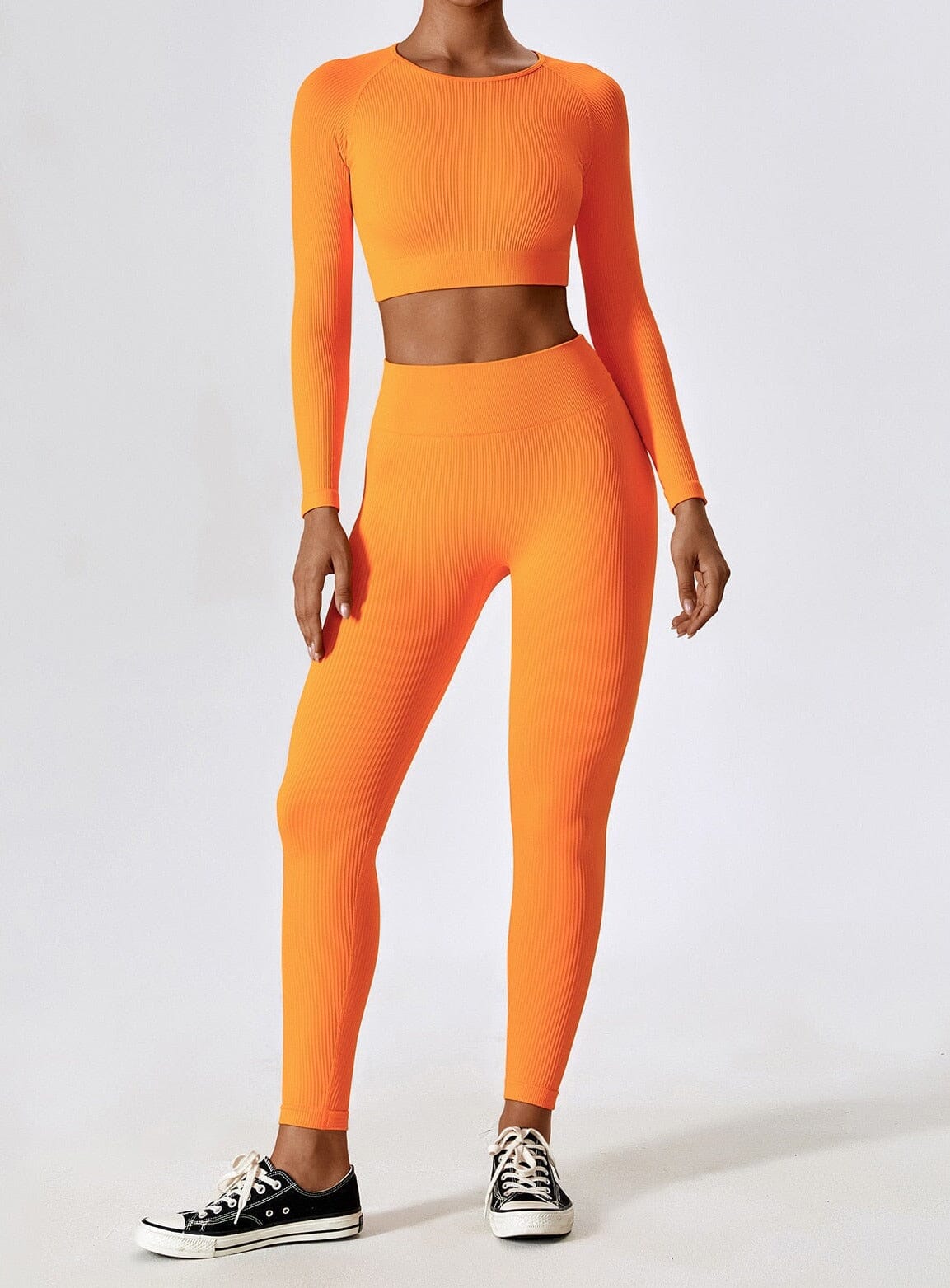 Vrouwelijke Sportset Naadloos Tweedelig Trainingsoutfit → Vrouwelijk Sportoutfit Naadloos Trainingspak Tweedelig