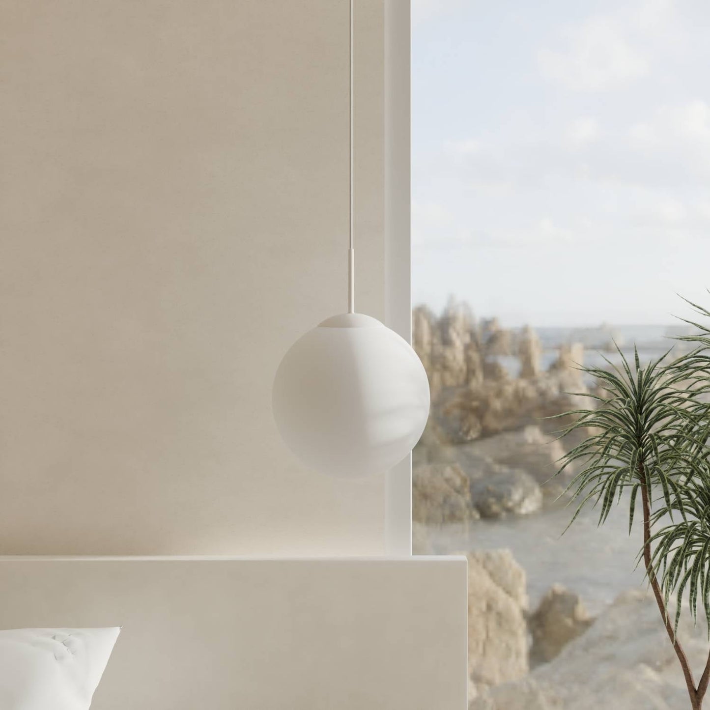 Minimalistische design hanglamp van opaalglas – Elvéra
