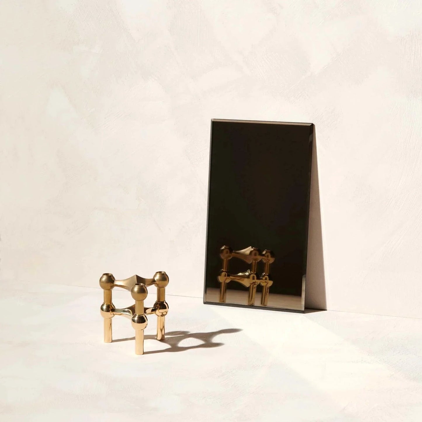Modulaire design kandelaars set van 3 in massief messing – sculpturale woondecoratie voor tafel en dressoir
