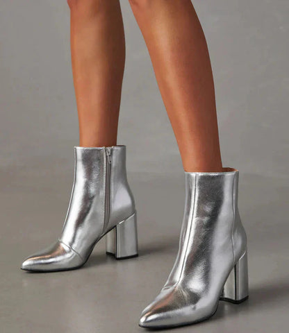 Zilveren Enkellaarsjes voor Dames Glitter Metallic - StudioMarella