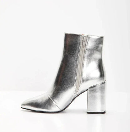 Zilveren Enkellaarsjes voor Dames Glitter Metallic