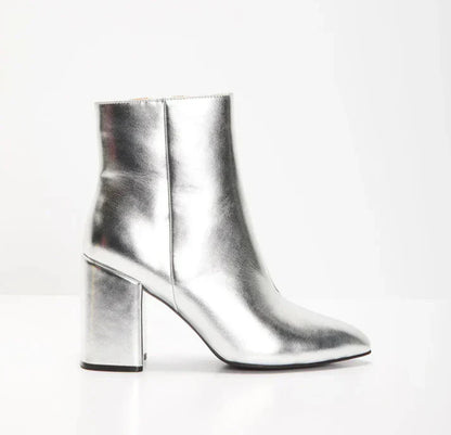 Zilveren Enkellaarsjes voor Dames Glitter Metallic