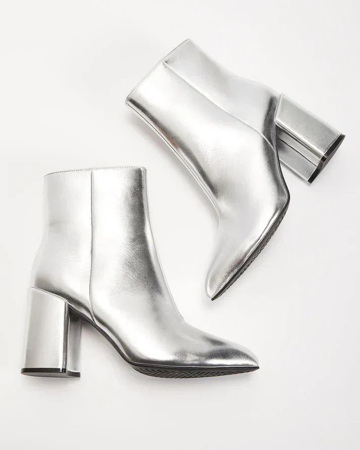 Zilveren Enkellaarsjes voor Dames Glitter Metallic