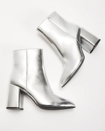 Zilveren Enkellaarsjes voor Dames Glitter Metallic