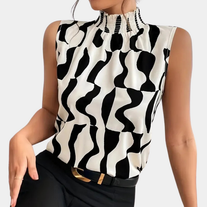 Dames T-shirt Hoge Halslijn Elegante Stijl
