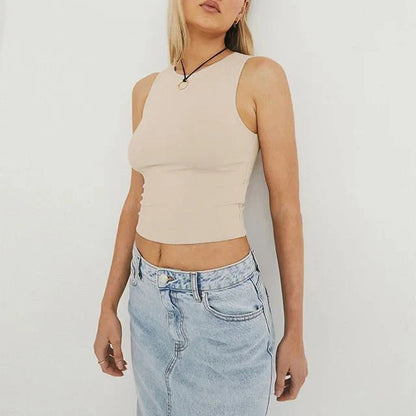 Vrouwelijke Crop Top Zomerjurk Mouwloos Kort