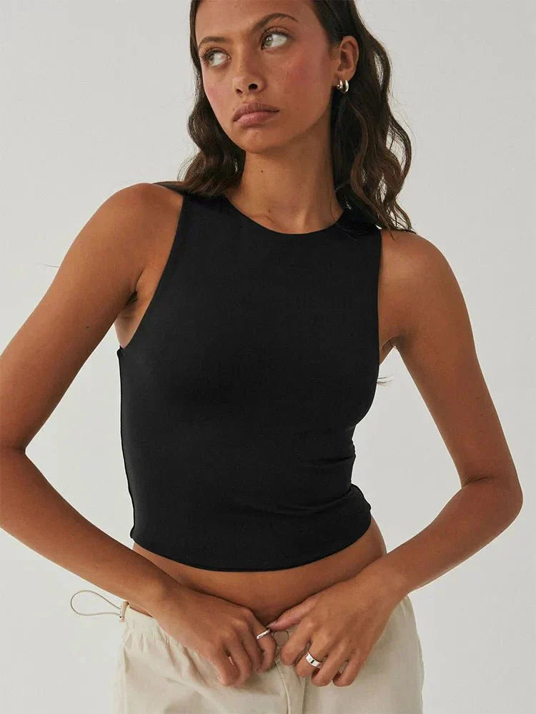 Vrouwelijke Crop Top Zomerjurk Mouwloos Kort - StudioMarella