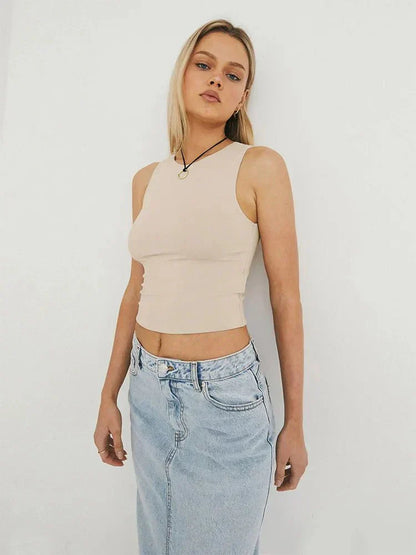Vrouwelijke Crop Top Zomerjurk Mouwloos Kort