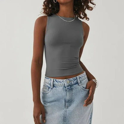 Vrouwelijke Crop Top Zomerjurk Mouwloos Kort