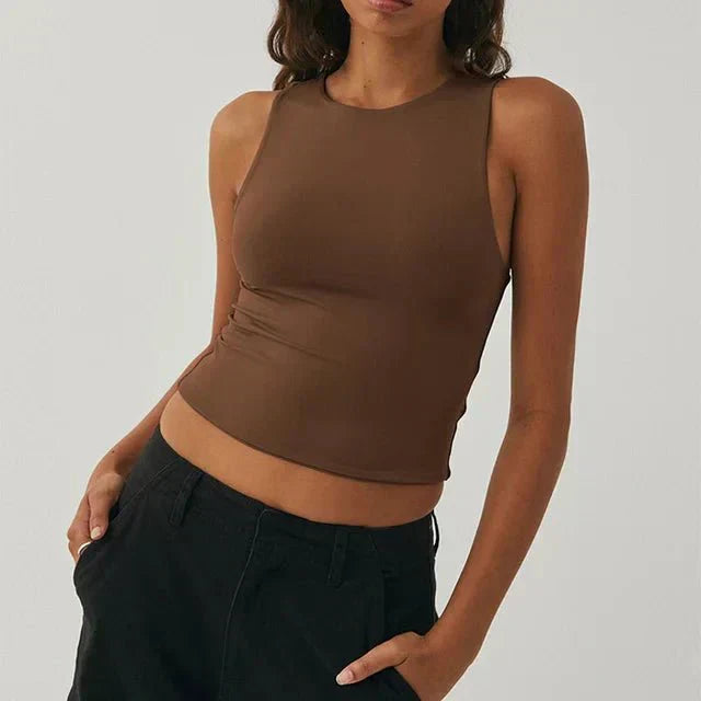 Vrouwelijke Crop Top Zomerjurk Mouwloos Kort