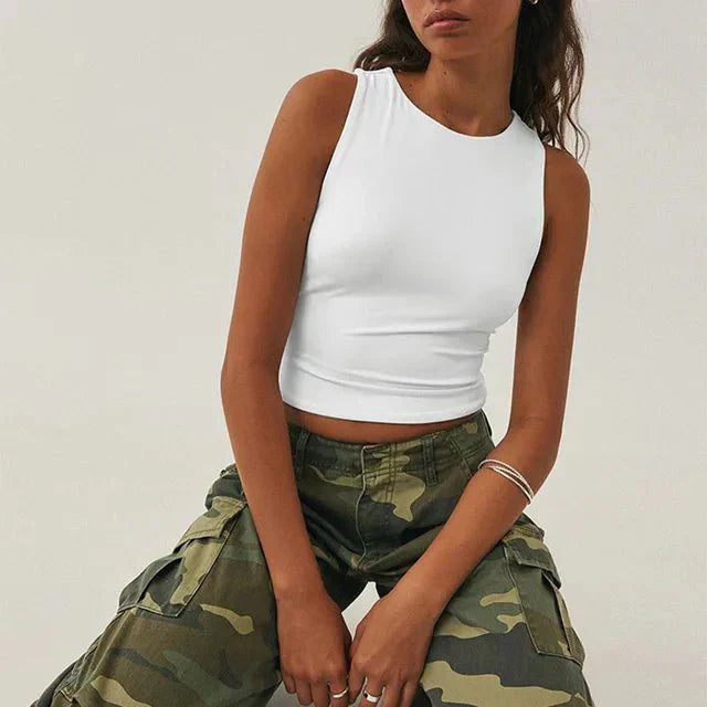 Vrouwelijke Crop Top Zomerjurk Mouwloos Kort