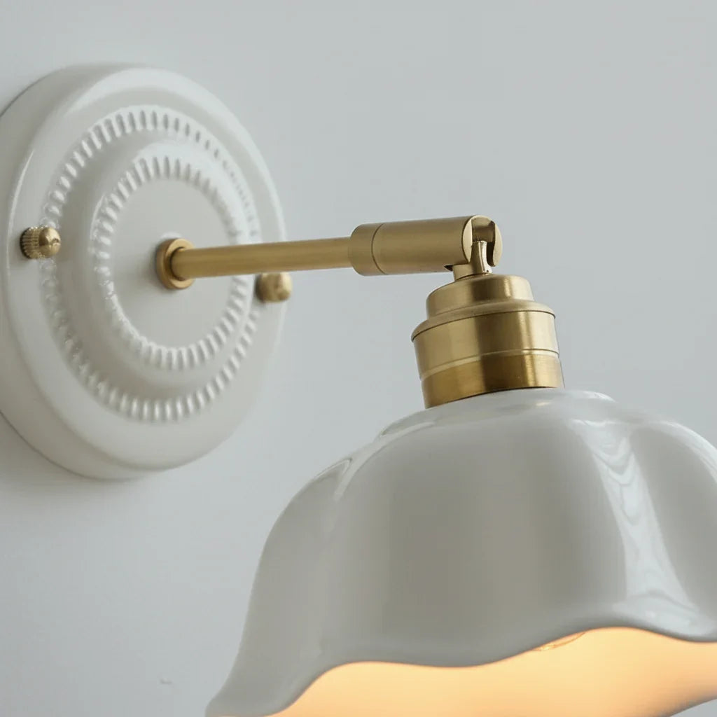 Wandlamp Keramiek Wit Koper Draaibaar E27 Slaapkamer Woonkamer Hal Retro Vintage Landelijk Modern