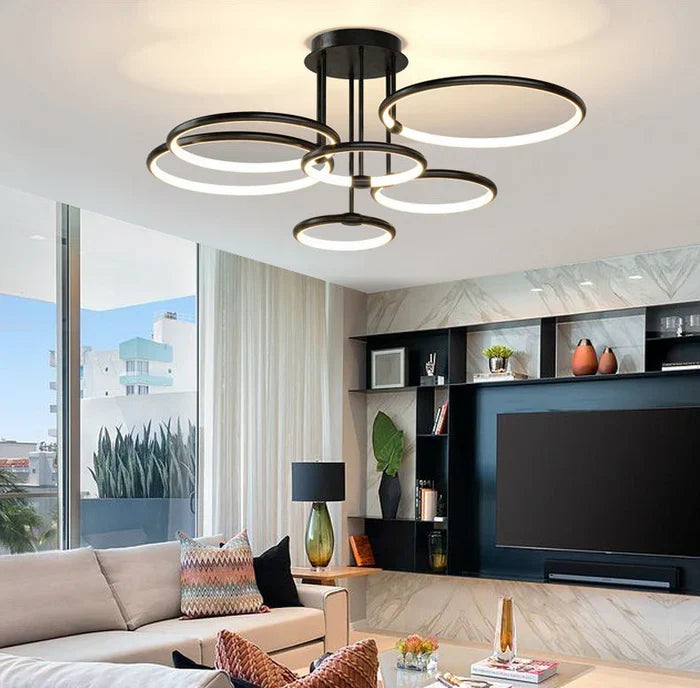 Sansoti | LED Ring Plafondlamp – Moderne Design Plafonnière (3–6 Ringen) – Dimbaar & Warm/Neutraal/Koud Licht