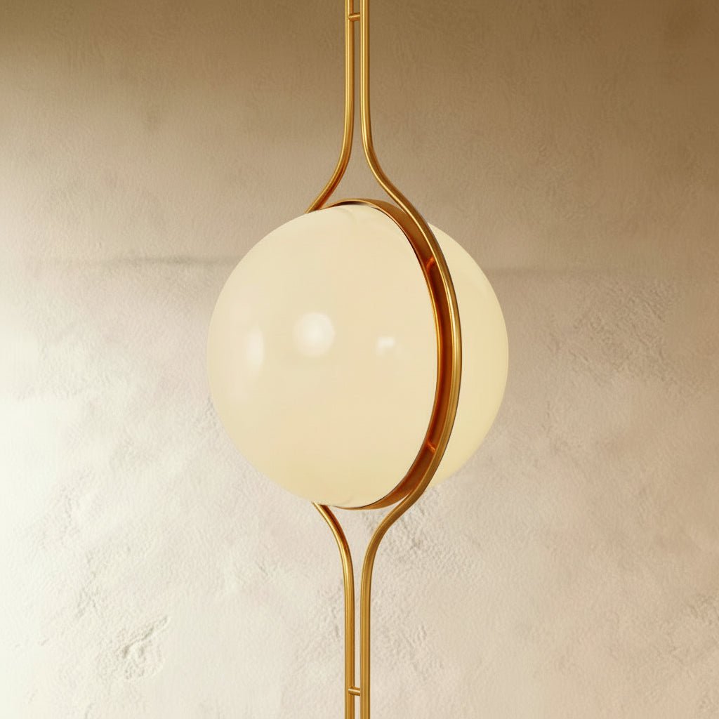 Sculpturale Staande Lamp Met Verticale Lichtkolom En Acryl Bollen