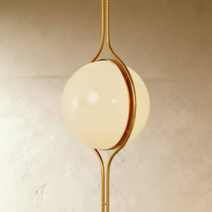 Sculpturale Staande Lamp Met Verticale Lichtkolom En Acryl Bollen