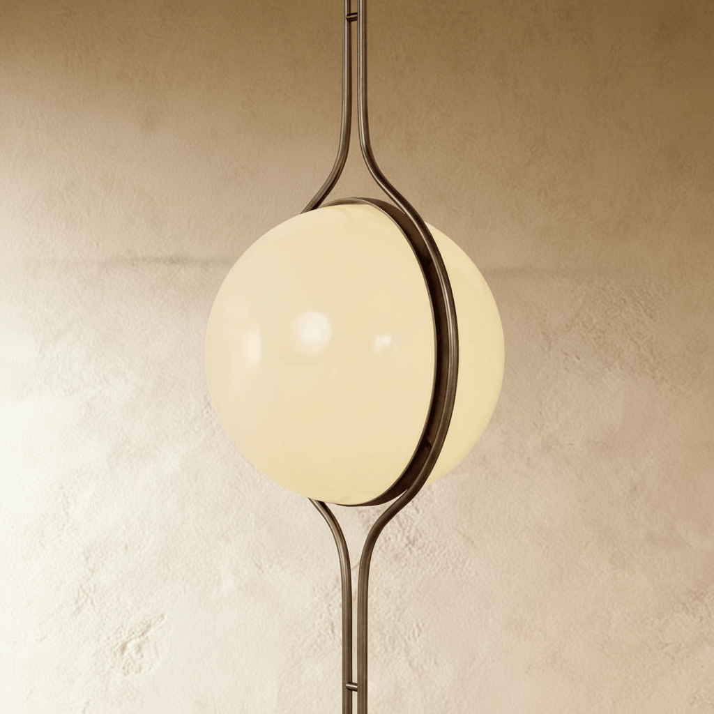 Sculpturale Staande Lamp Met Verticale Lichtkolom En Acryl Bollen