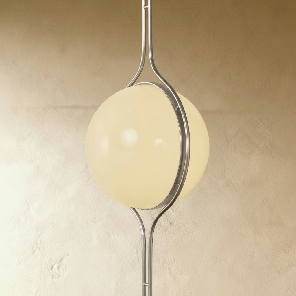 Sculpturale Staande Lamp Met Verticale Lichtkolom En Acryl Bollen