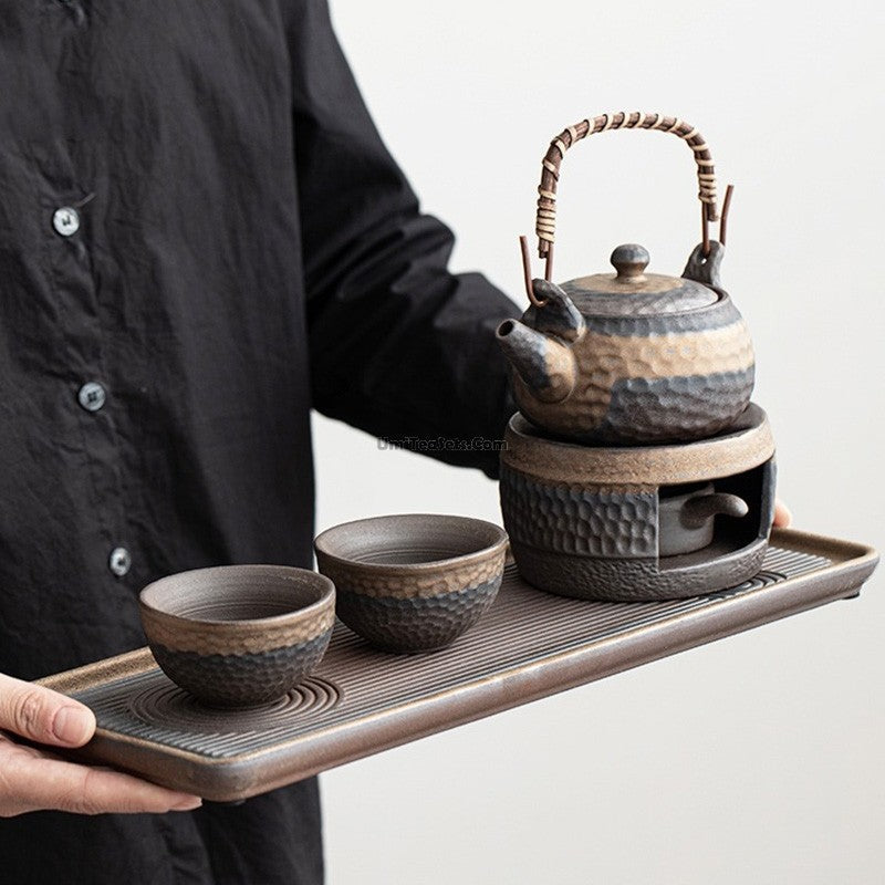 Wabi Sabi Japanse Theeset Keramiek Met Dienblad En Thee Warmer